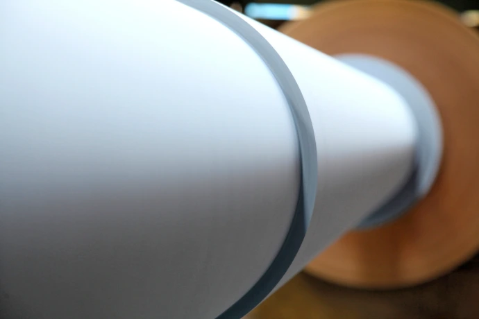 Compressed fiber calender roll cover ready for installation