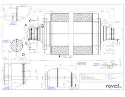 Technical engineering drawing for special paper calender roll cover design