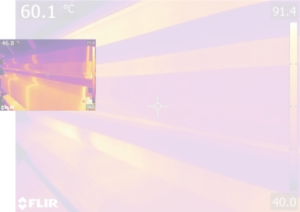Infrared temperature profile of calender roll cover surface measured with handheld IR camera